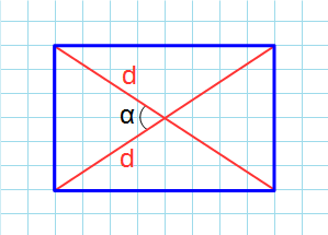 Площадь прямоугольника через диагонали и угол между ними